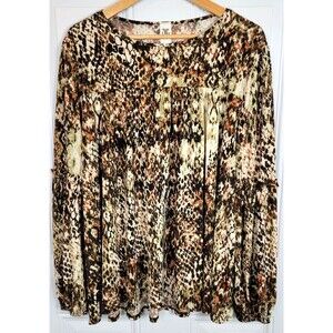 Sew in Love Plus Size Abstract Animal Print Long Sleeve Top Size 2X